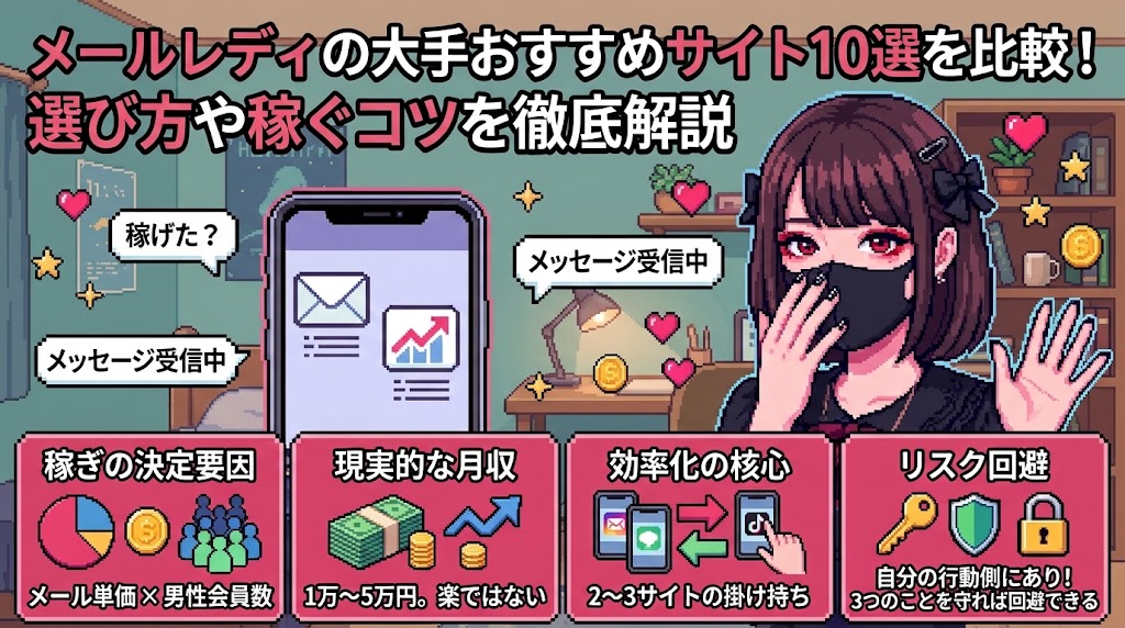 メールレディの大手おすすめサイト10選を比較！選び方や稼ぐコツを徹底解説